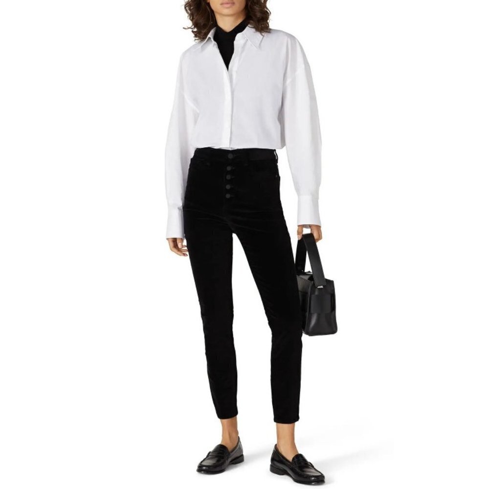 DL1961 Chrissy Ankle Black Velvet Button Fly Skinny Jeans Size 27
